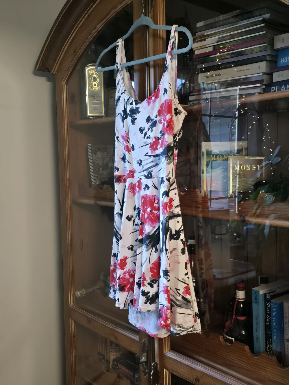 Abercrombie & Fitch White Dress with Pink, Red, and Black Trim. Size L.